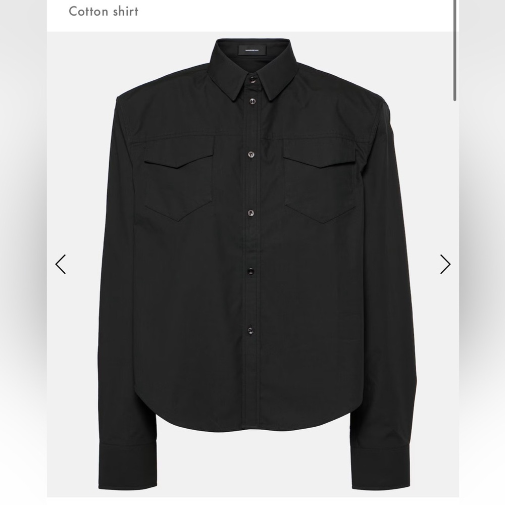 Wardrobe.nyc cotton Black Button-Up Shirt w/ shoulder pads- new with tags!!!